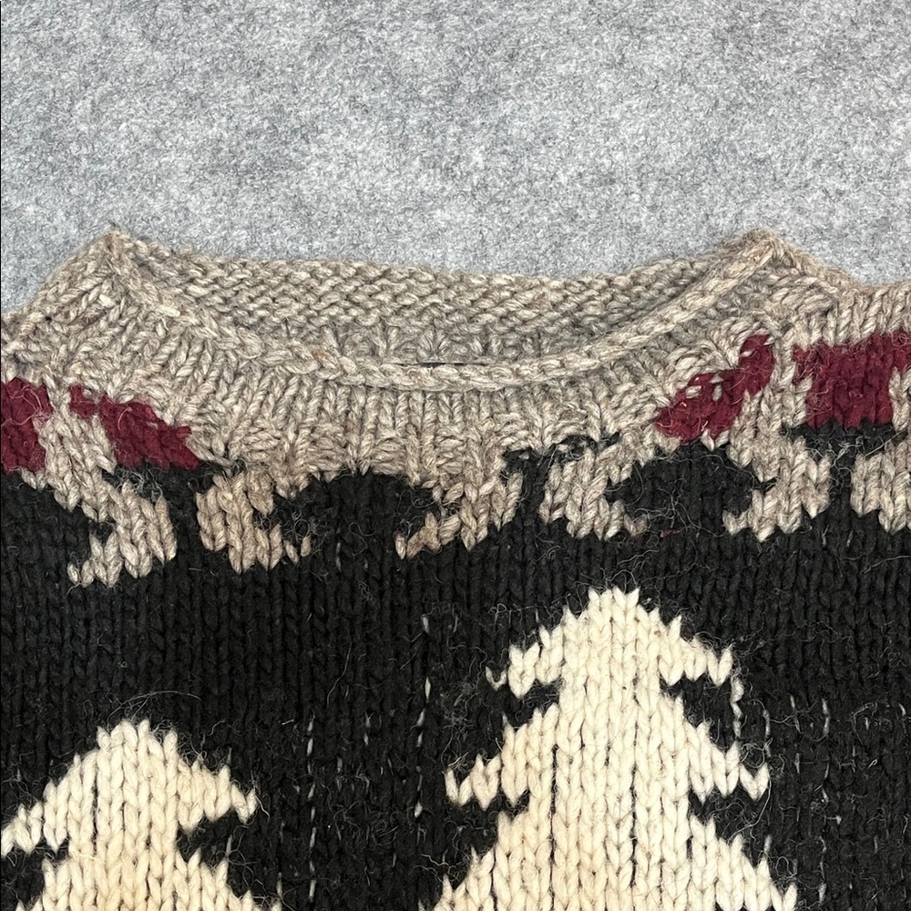 Handmade 100% Wool Pullover Sweater with Trees Nature Theme Ecuador - Picture 6 of 8